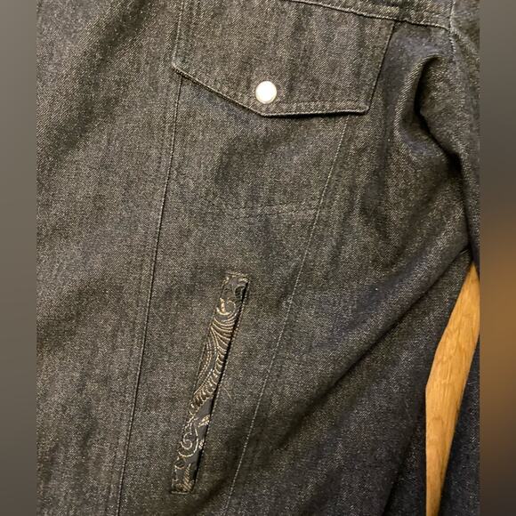 Freeborn Copper & Denim Men’s Size 48 GOld Embellished Dark Jean Jacket - Picture 5 of 5